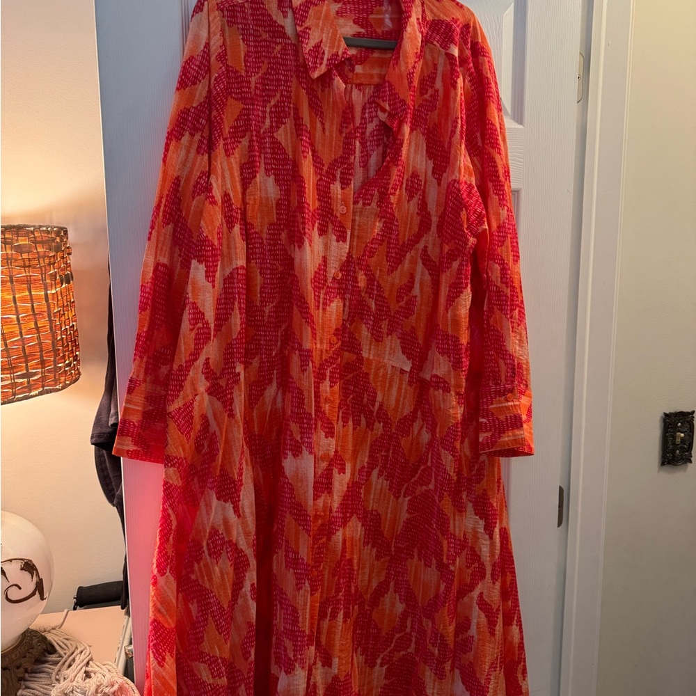 Peace Love World Red and Orange Long Sleeve Dress